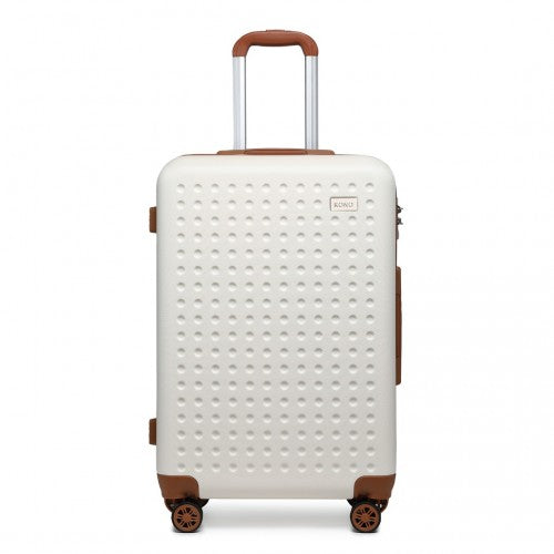 K2394L - Kono 20 Inch Cabin Size Flexible Hard Shell ABS Suitcase With TSA Lock - Cream | Neil's Luggage Store