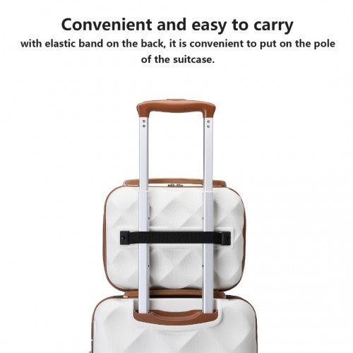 K2395L - British Traveller 13 Inch Ultralight ABS And Polycarbonate Vanity Case - Cream | Neil's Luggage Store