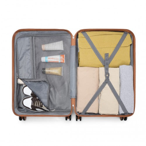 British Traveller 20 Inch Ultralight ABS & Polycarbonate Bumpy Diamond Cabin Suitcase with TSA Lock - Cream