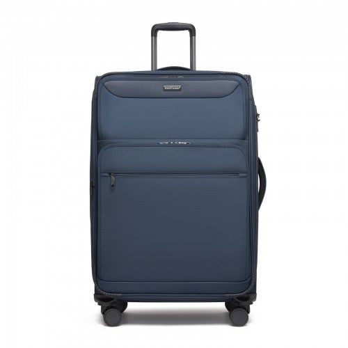 British Traveller 28 Inch Expandable Softshell Suitcase With TSA Lock Navy | Neil's Luggage Store