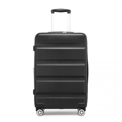 KSK2482 - Kono 28 Inch Expandable Horizontal Engraved Hard Shell ABS+PC Check-In Suitcase with TSA Lock - Black