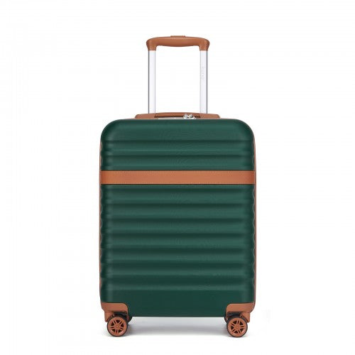 KSK2484 - Kono 20 Inch Stylish Lightweight Hard Shell ABS+PC Cabin Carry-On Suitcase with TSA Lock for Enhanced Security - Green and Brown | Neil's Luggage Store