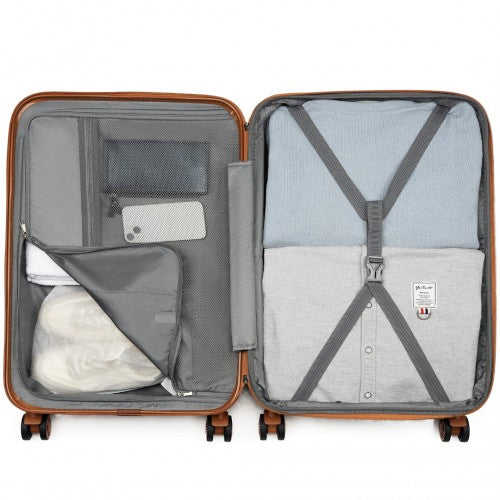 KSK2484 - Kono 28 Inch Expandable Lightweight Hard Shell ABS+PC Check-In Suitcase with TSA Lock Ideal for Extended Trips and Secure Travel - Grey And Brown | Neil's Luggage Store
