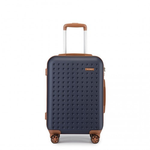 KSK2486 - Kono Stylish ABS+PC 20 Inch Polka Dot Hard Shell Cabin Suitcase With TSA Lock - Navy And Brown | Neil's Luggage Store