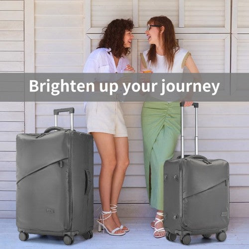 KSK2491 - Kono 20 Inch Lightweight Soft Shell Carry On Cabin Size Suitcase with TSA Lock and Separate Wet/Dry Compartment - Grey