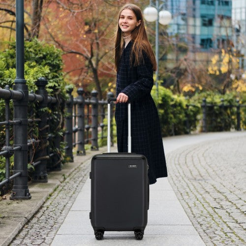 KSK2494 - Kono 20 Inch Cabin Size Minimalist Hard Shell ABS+PC Carry-On Suitcase with TSA Lock 360° Spinner Wheels - Black | Neil's Luggage Store
