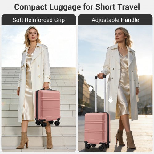 KSK2581 - Kono 15″ Lightweight ABS+PC Hard Shell Cabin Suitcase with Removable Spinner Wheels (45×30×20 cm) - Nude