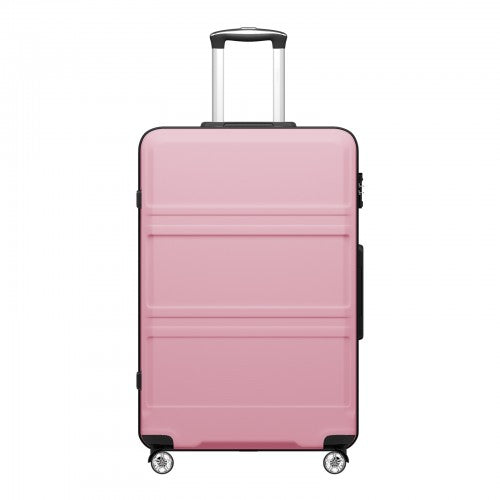 KSK2581 - Kono 28 Inch Large Capacity ABS+PC Hard Shell Suitcase, TSA Lock YKK Zipper 360° Silent Spinner Wheels Luggage - Pink And Black | Neil's Luggage Store
