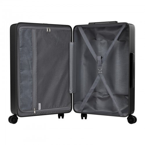 KSK2583 - Kono Premium ABS+PC 24 Inch Hard Shell Medium Check-In Luggage with TSA Lock & 360° Silent Spinner Wheels - Black | Neil's Luggage Store