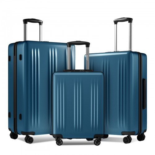 KSK2583 - Kono Premium ABS+PC 3-Piece Hard Shell Luggage Set with TSA Lock & 360° Silent Spinner Wheels - Navy | Neil's Luggage Store
