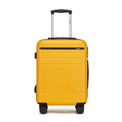 Kono 20 Inch Scratch Resistant ABS PC Hard Shell Cabin Suitcase Yellow Black | Neil's Luggage Store