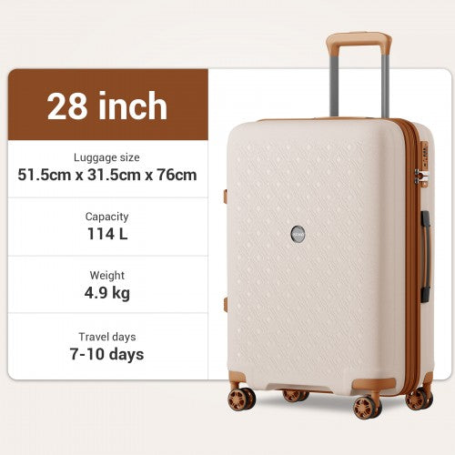 KSK2594 - Kono PP 28-inch Hard Shell Expandable Luggage–Lightweight Suitcase with TSA Lock & Built-in Cup Holder - Beige and Brown | Neil's Luggage Store