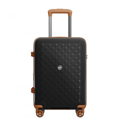 KSK2594 - Kono PP 20-inch Hard Shell Expandable Luggage-Lightweight Suitcase with TSA Lock & Built-in Cup Holder - Black and Brown | Neil's Luggage Store