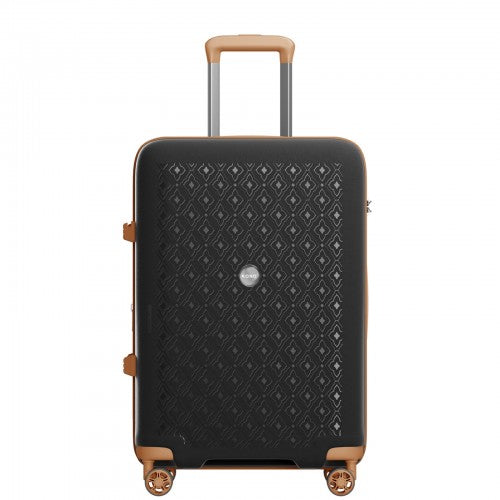 KSK2594 - Kono PP 28-inch Hard Shell Expandable Luggage–Lightweight Suitcase with TSA Lock & Built-in Cup Holder - Black and Brown | Neil's Luggage Store