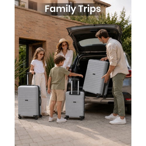 Kono 20 24 28 Inch Hard Shell Luggage Set Cup Holder TSA Lock Expandable Grey | Neil's Luggage Store