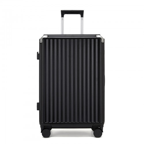 KSK2693 - Kono 24-Inch Zipperless Medium Suitcase with Reinforced Aluminium Frame, TSA Lock, Checked Luggage with Smart Travel Features - Black | Neil's Luggage Store