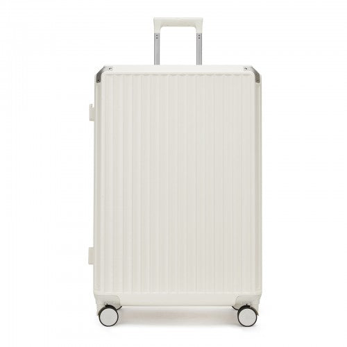 KSK2693 - Kono 28-Inch Large Suitcase with Reinforced Aluminium Frame, TSA Lock, Checked Luggage with Smart Travel Features - White | Neil's Luggage Store