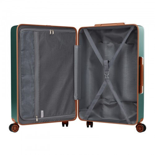 KSK2583 - Kono Premium ABS+PC 24 Inch Hard Shell Medium Check-In Luggage with TSA Lock & 360° Silent Spinner Wheels - Green and Brown | Neil's Luggage Store