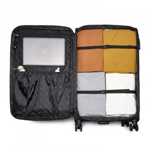 KSN2593 - 3 Piece Softshell Expandable Luggage Set 20/26/30 Inch, Lightweigh Suitcase with Silent Wheels & Organised Interior for Travel - Black | Neil's Luggage Store