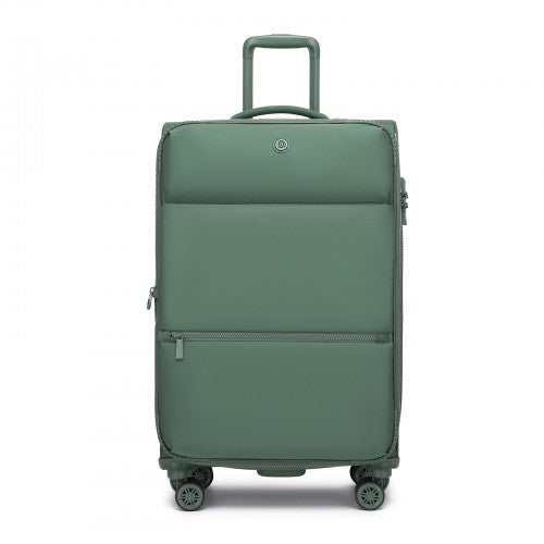 KSN2593 - 26 inch Women's Lightweight Softshell Suitcase with Spinner Wheels and Spacious Compartments - Green | Neil's Luggage Store