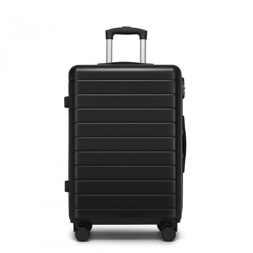 KSN2691 - 24 Inch Checked Luggage, Durable ABS Hard Shell Suitcase with 360 Silent Spinner Wheels & Secure Combination Lock - Black | Neil's Luggage Store