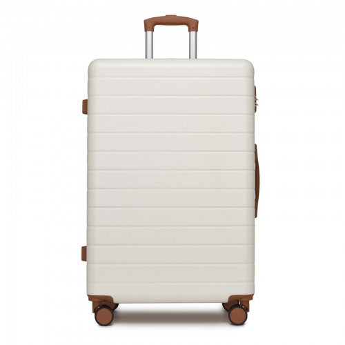 KSN2691 - 28 Inch Large Checked Luggage, Premium ABS Hard Shell Suitcase with 360 Silent Wheels & Secure Combination Lock - Cream And Brown | Neil's Luggage Store