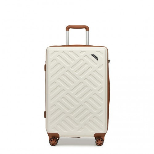 KSS2495 - Supercase 24 Inch Sleek Geometric Pattern Hard Shell ABS+PC Check-In Suitcase with TSA Lock for Effortless Travel - Cream And Brown | Neil's Luggage Store