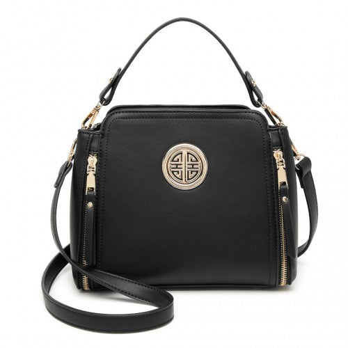 LB2126 - Miss Lulu Leather Look Practical Crossbody Bag - Black | Neil's Luggage Store