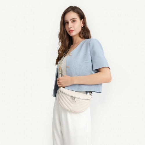 LB2307 - Miss Lulu Wide Strap Bum Bag Lightweight Adjustable Waist Bag - Grey | Neil's Luggage Store
