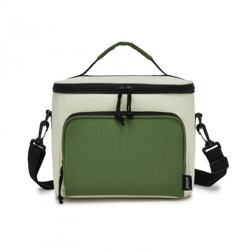 LBK2534 - Kono Insulated Lunch Bag-Water-Resistant 4-Layer Food Container, Leak-Proof, Portable with Adjustable Strap - Beige and Green | Neil's Luggage Store