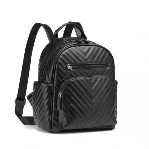 LG2323 - Miss Lulu Water-resistant Chic PU Leather Backpack - Black | Neil's Luggage Store