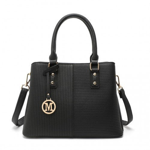 LT2352 - Miss Lulu Modern Elegance PU Leather Lady's Tote - Black | Neil's Luggage Store