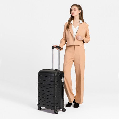 K2091L - Kono 28 Inch Multi Texture Hard Shell PP Suitcase - Classic Collection - Black | Neil's Luggage Store