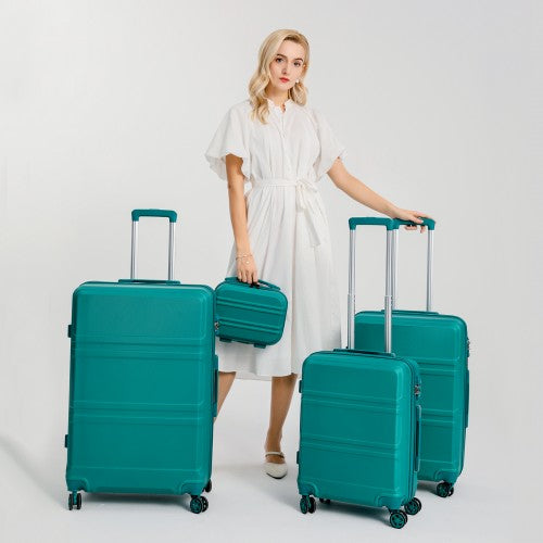 K1871-1L - Kono ABS Sculpted Horizontal Design 4 Pcs Suitcase Set With Vanity Case - Coral