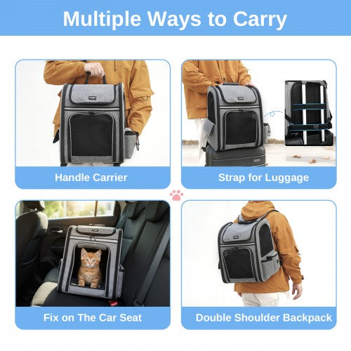 Dogat Expandable Foldable Pet Backpack Carrier With Ventilated Mesh Windows Grey | Neil's Luggage Store