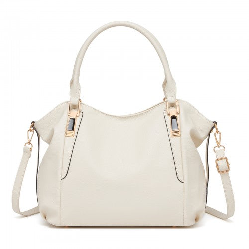 S1716 - Miss Lulu Soft Leather Elegant Simple Shoulder Bag - Beige | Neil's Luggage Store