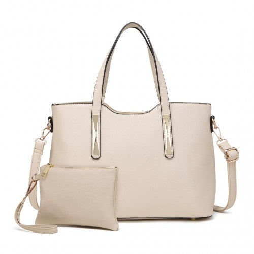 S1719 - Miss Lulu PU Leather Handbag & Purse - Beige | Neil's Luggage Store