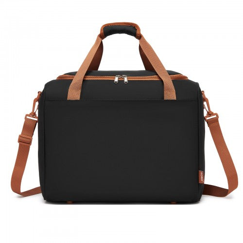 TVK2521 - Kono Compact and Lightweight 40×30×20 Personal-Item Travel Bag - U-Zip Wide Opening And Trolley Sleeve - Black and Brown | Neil's Luggage Store