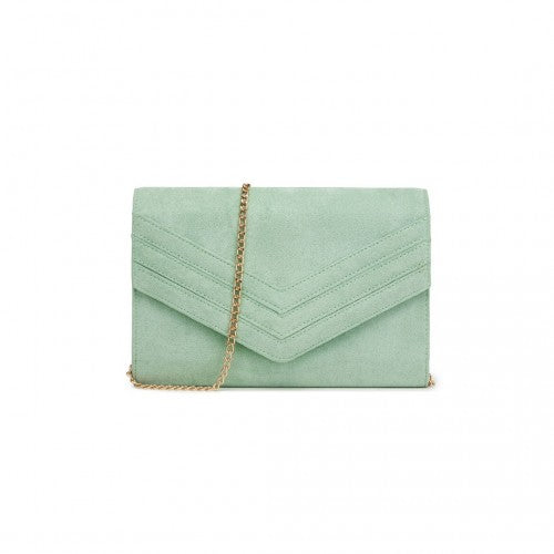 WTM2432 - Miss Lulu Luxurious Envelope-Style Evening Clutch with Elegant Detachable Metal Chain Strap - Green | Neil's Luggage Store