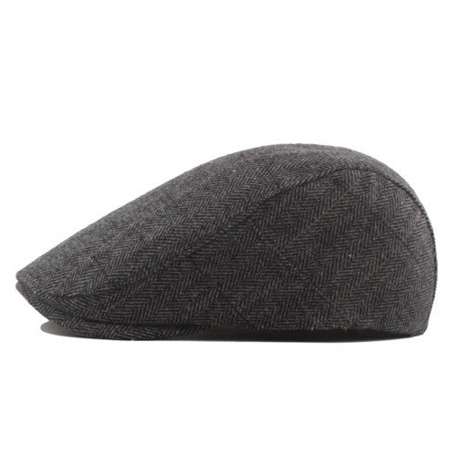 CAP-1 - Men's Newsboy Baker Boy Herringbone Flat Cap Hat - Grey | Neil's Luggage Store