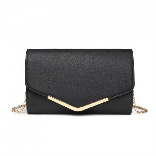 LH2064 - Miss Lulu Vegan Envelope Clutch Bag - Black | Neil's Luggage Store