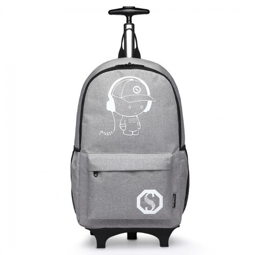 E6877 - Kono Multi-functional Glow-in-the-Dark Trolley Backpack - Grey | Neil's Luggage Store