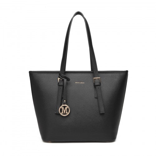 LT2054 - Miss Lulu Minimalist Tote Handbag Structured - Black | Neil's Luggage Store