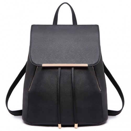 E1669 - Miss Lulu Faux Leather Stylish Fashion Backpack - Black | Neil's Luggage Store