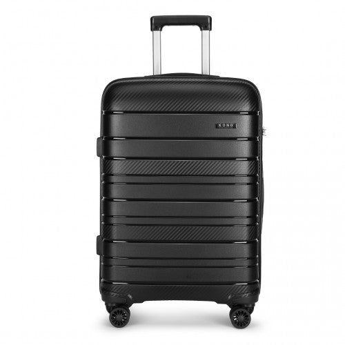 K2091L - Kono 28 Inch Multi Texture Hard Shell PP Suitcase - Classic Collection - Black | Neil's Luggage Store