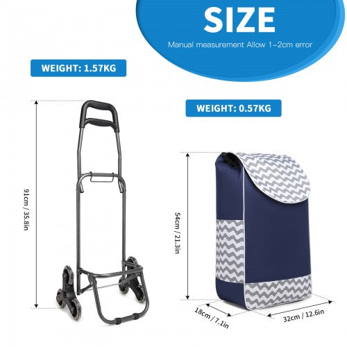 EQ2043 - Kono 6 Wheel Push Shopping Trolley - Navy | Neil's Luggage Store