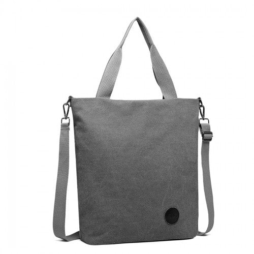 E1965 - Kono Large Canvas Unisex Messenger Bag - Grey | Neil's Luggage Store