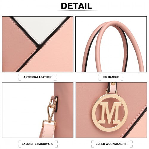 LG2013 - Miss Lulu Leather Look Geometric Ombre Handbag - Nude | Neil's Luggage Store