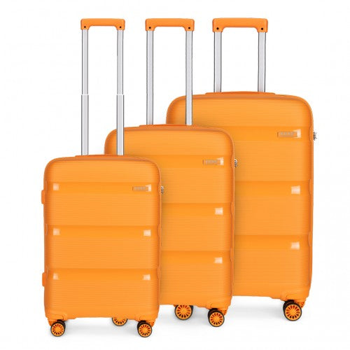 K2092L - Kono Bright Hard Shell PP Suitcase 3 Pieces Set - Classic Collection - Orange | Neil's Luggage Store