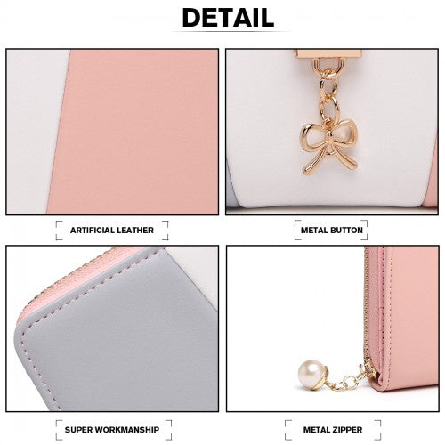 LP2030 - Miss Lulu Tri Colour Women's Leather Look Purse - Grey | Neil's Luggage Store